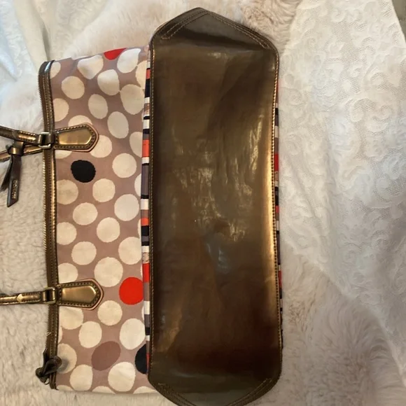 COACH Authentic Polka Dot Poppy Watercolor Tote Bag & Matching Small Wristlet - Picture 11 of 16